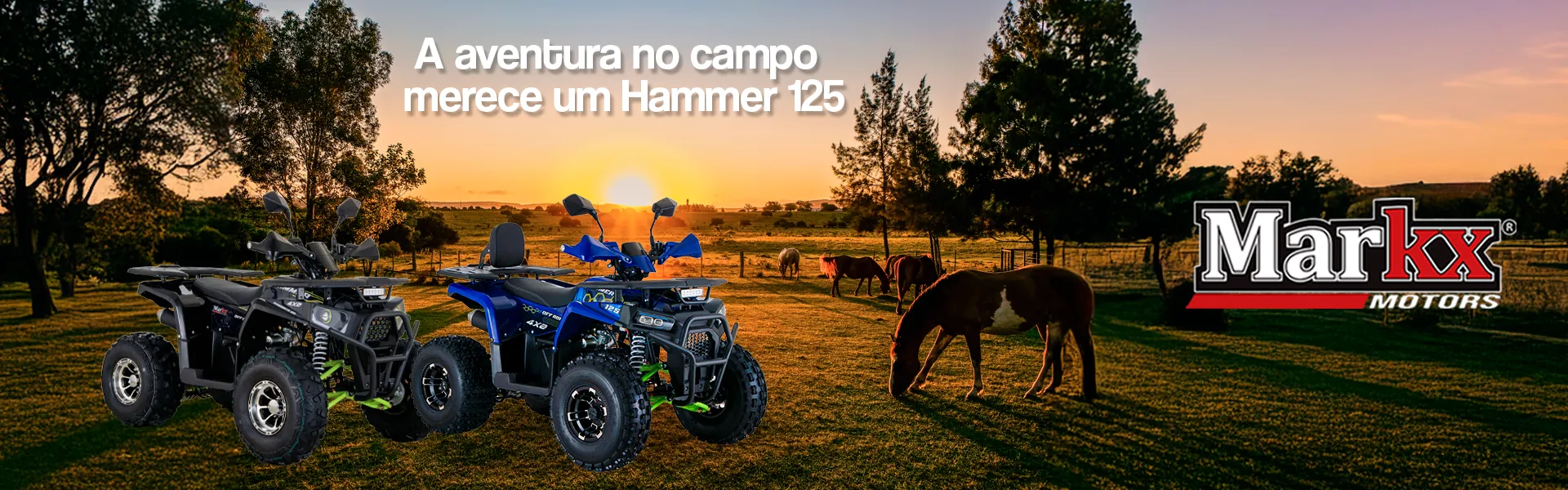 A aventura no campo merece um Hammer 125: dois quadriciclos Markx em uma propriedade rural